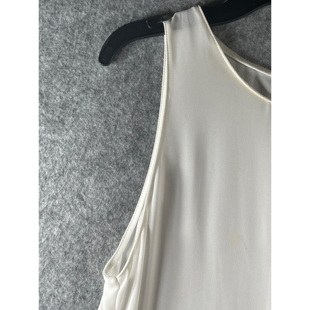 Lush Women Ivory White Sleeveless High Low Blouse Keyhole Back Side Slit Small - Picture 6 of 13